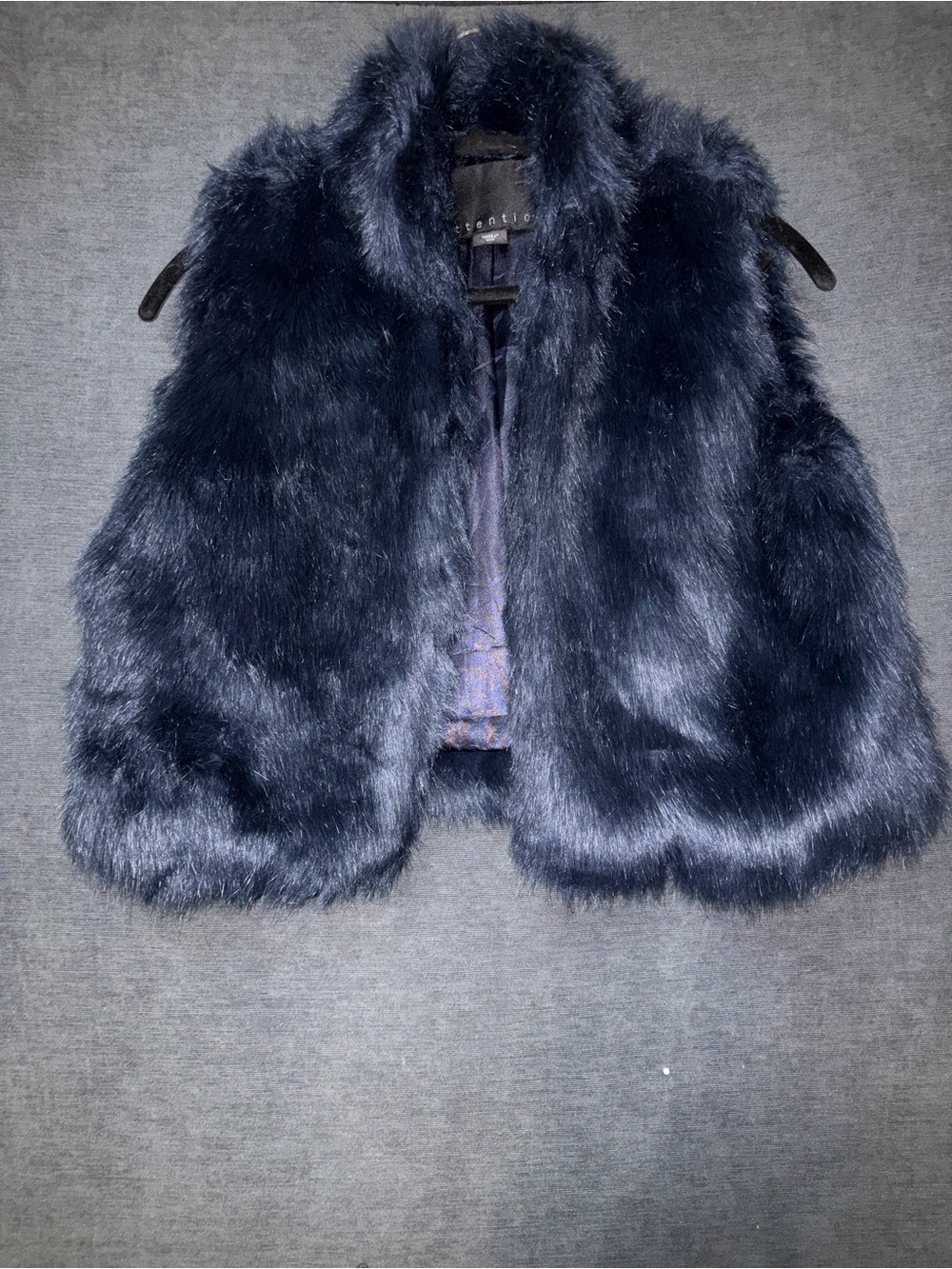 attention purple/navy Faux Fur Vest - Plush Sleeveless Coat